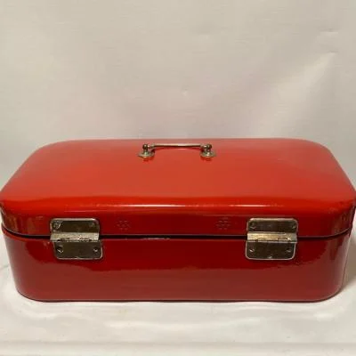 Emaille broodtrommel rood in zeer nette staat! - Afbeelding 3