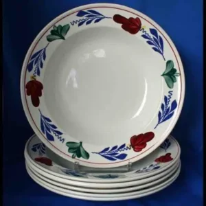 Boerenbont 6 diepe borden, By boch Belgium