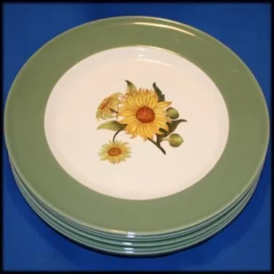 Wedgwood Sunflower of Etruria & Barlaston 7 ontbijtbordjes