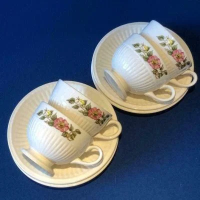 4x Wedgwood Briar Rose Cup and saucer - kop en schotel - Afbeelding 3